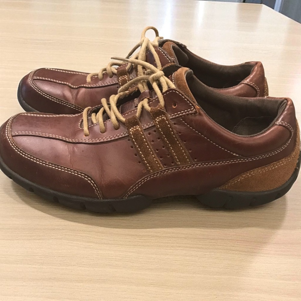 Rockport XCS Red‎ Brown Leather Driving Oxford Shoes Men's Size 9M Stripe Y2K